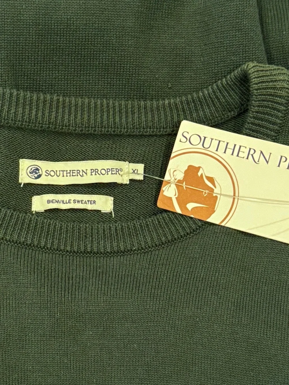 NWT Southern Proper Size XL Bienville Crew Neck Sweater in Pine Good Dog